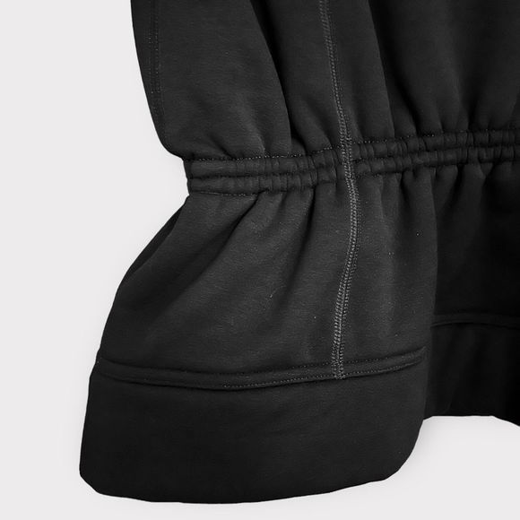 Lululemon Peplum Pullover 6 Black Women Short Sleeve Fleece Sweatshirt Top - Picture 4 of 6